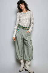 Trendsi POL Ribbed Knit Floral Crew Neck Long Sleeve Top - Shirts