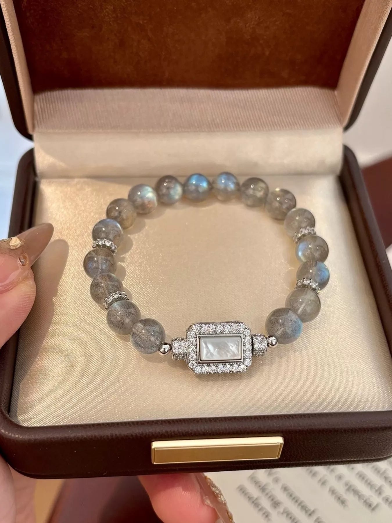 Trendsi Moonstone Bead Geometric Bracelet -