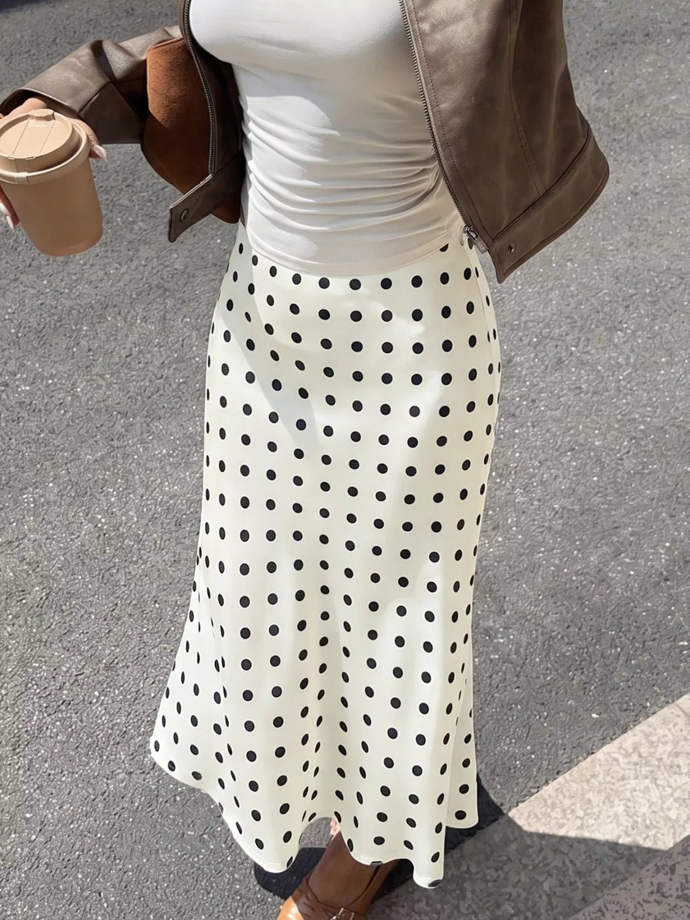 Trendsi Polka Dot Midi Skirt -