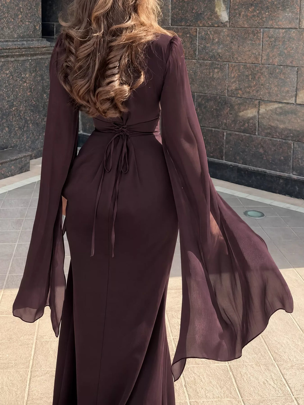 Round Neck Maxi Dress — back view