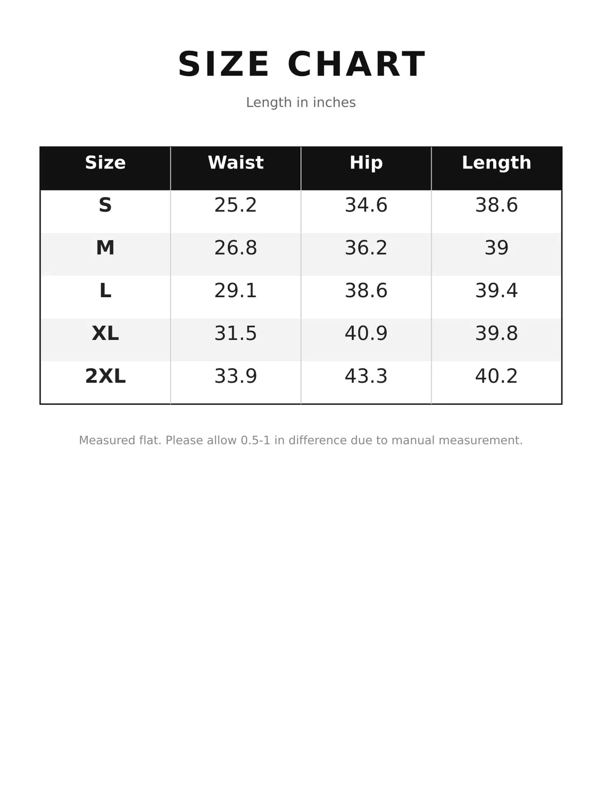 Size chart for distressed lace skinny jeans