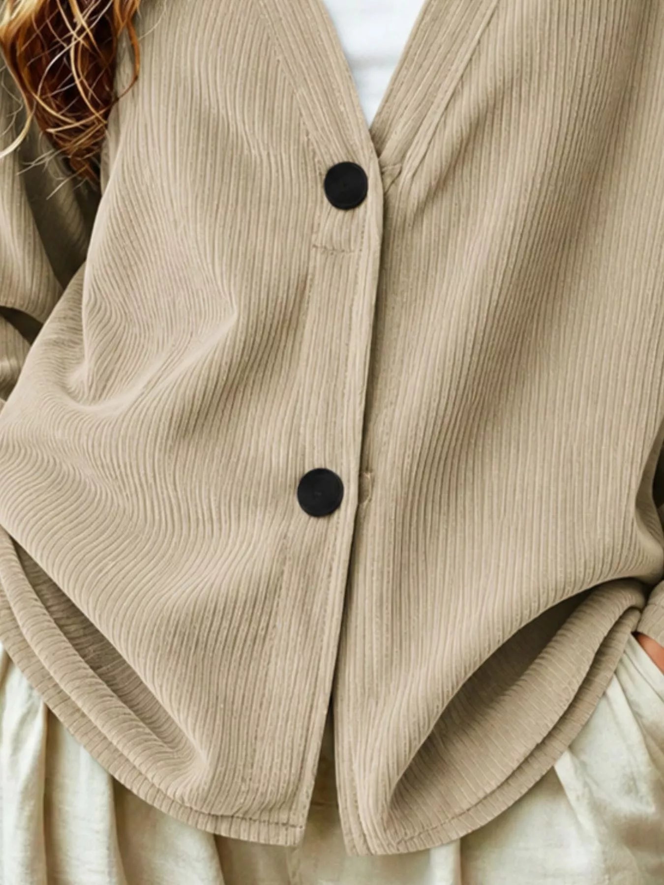 Trendsi Casual Corduroy Button-Up Cardigan -