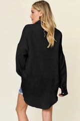 Trendsi Double Take Full Size Pocketed Texture Button Up Shirt -