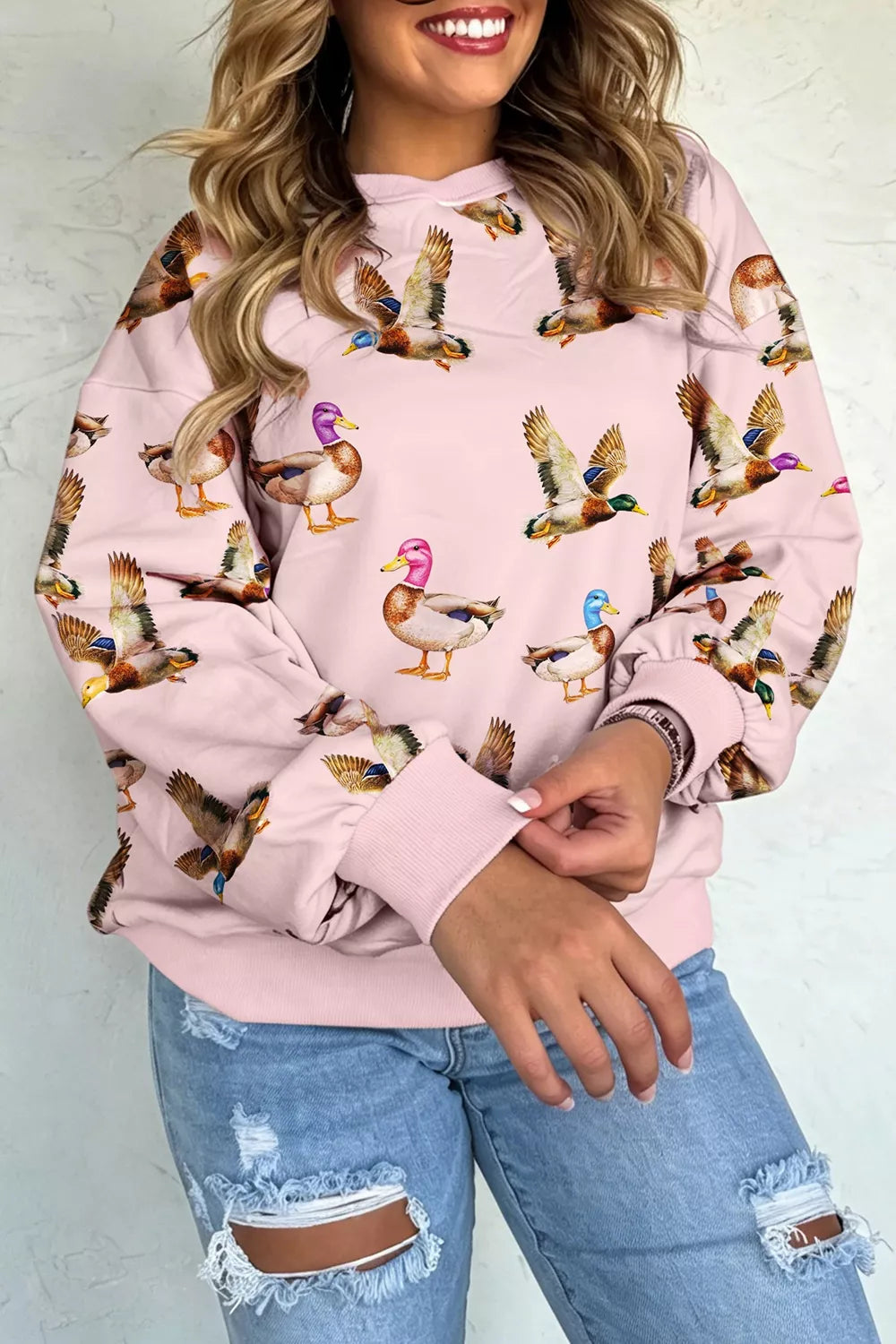 Trendsi Multicolour Western Print Drop Shoulder Long Sleeve Sweatshirt -