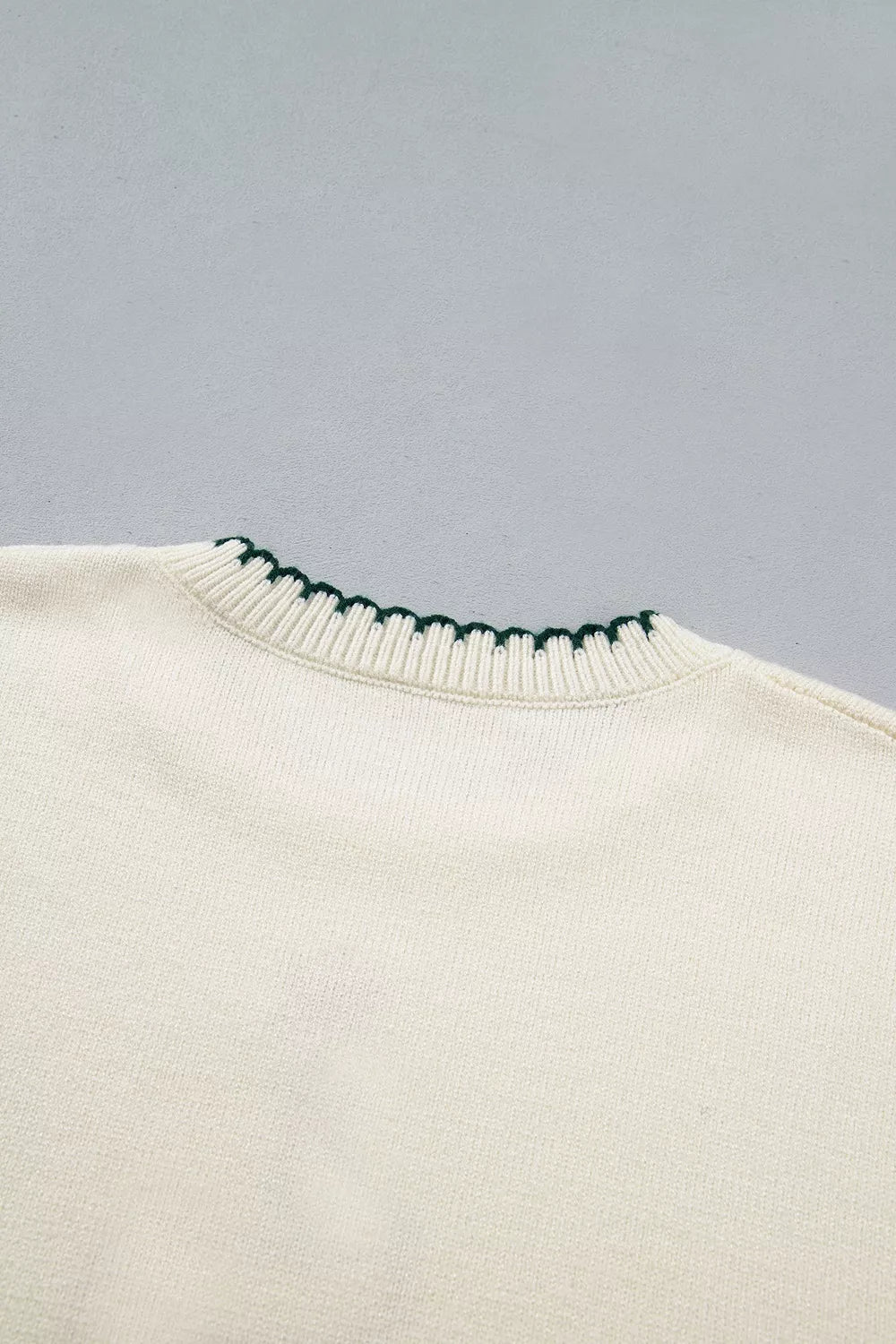 Trendsi Stitched Detail Christmas Tree Holiday Casual Sweater -