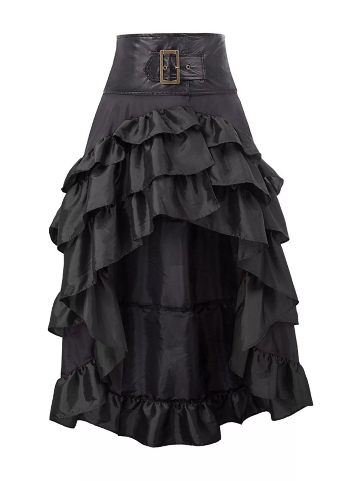 Black high-low ruffled skirt