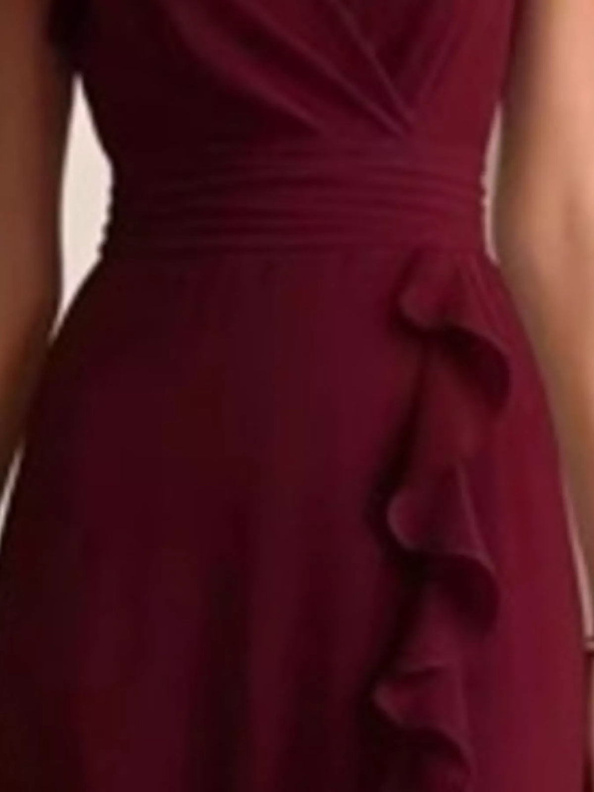 Women's Ruffled Surplice Maxi Dress in Burgundy, alternate view