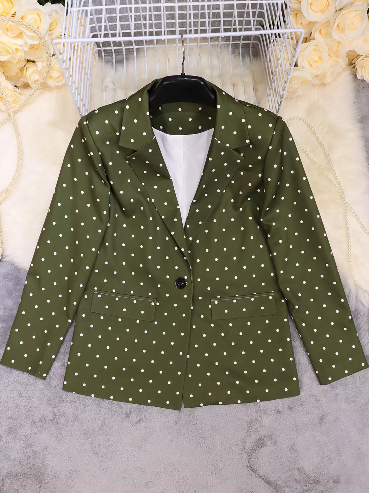 Collared long sleeve blazer, product view