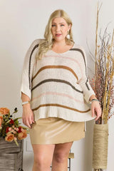 Trendsi ADORA Full Size Multi Color Strip Sweater Plus Size -