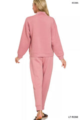 Trendsi Zenana Scuba Half Zip Pullover and Jogger Set -