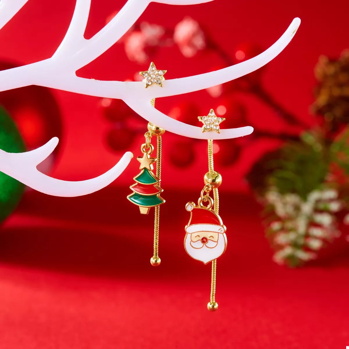 Trendsi Christmas Santa Asymmetrical Drop Earrings -
