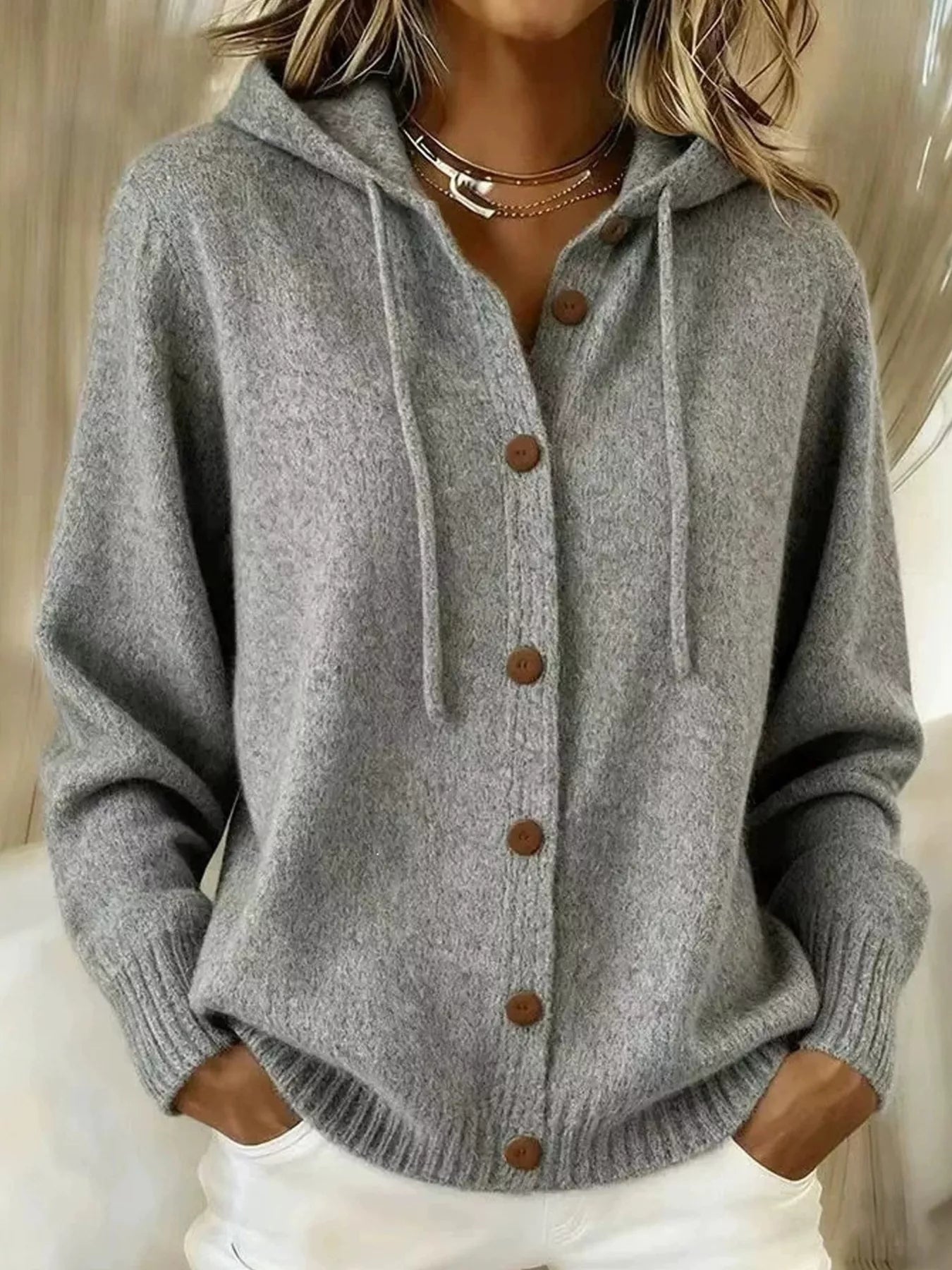 Trendsi Hooded Button-Up Cardigan -