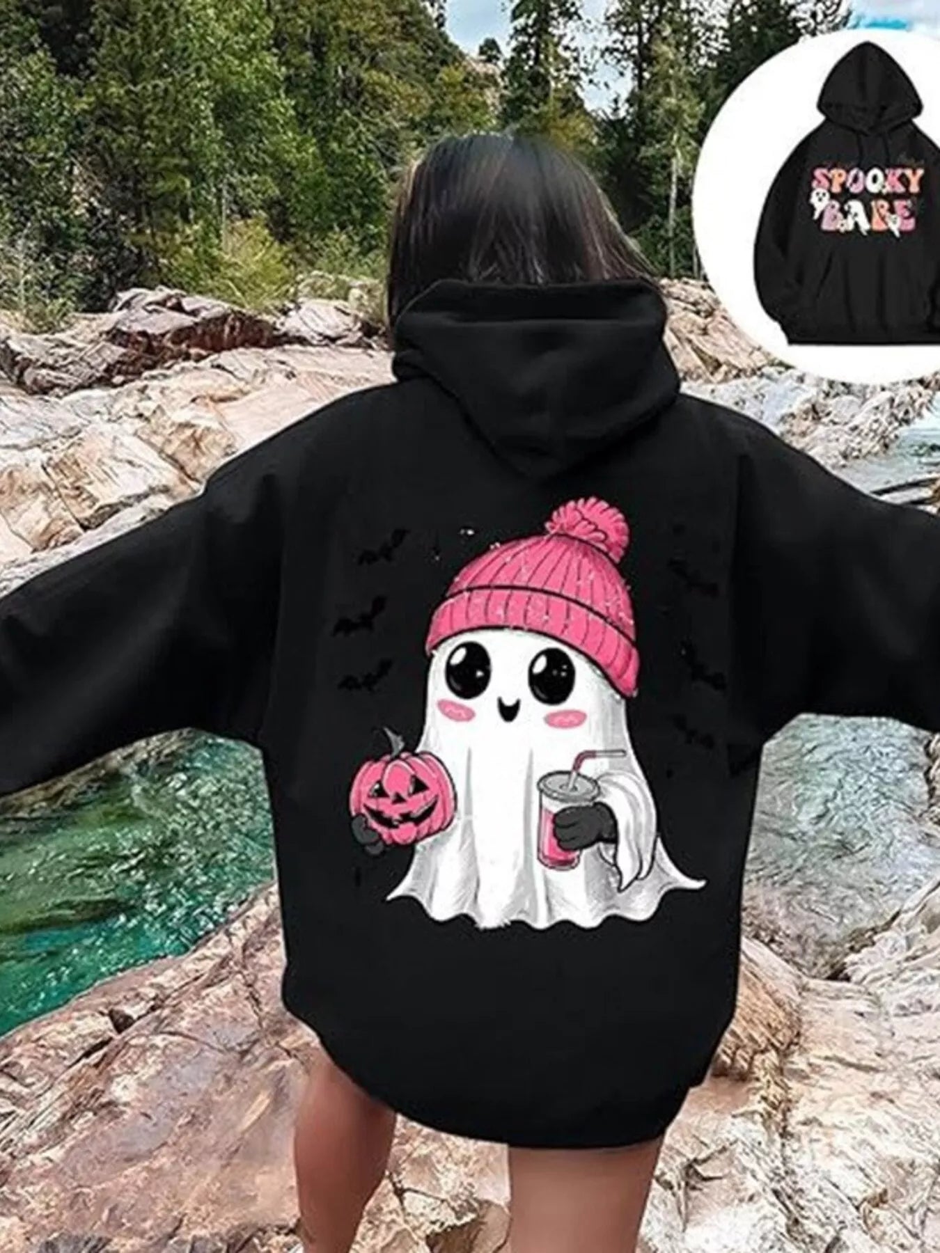 Trendsi Full Size Halloween Graphic Long Sleeve Hoodie Plus Size -