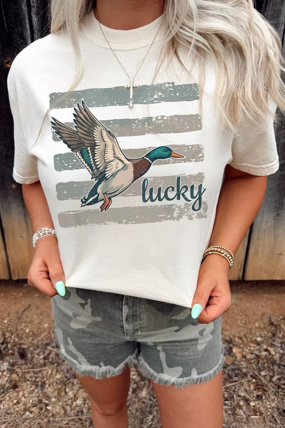 Mallard Striped Short Sleeve T-Shirt, front view