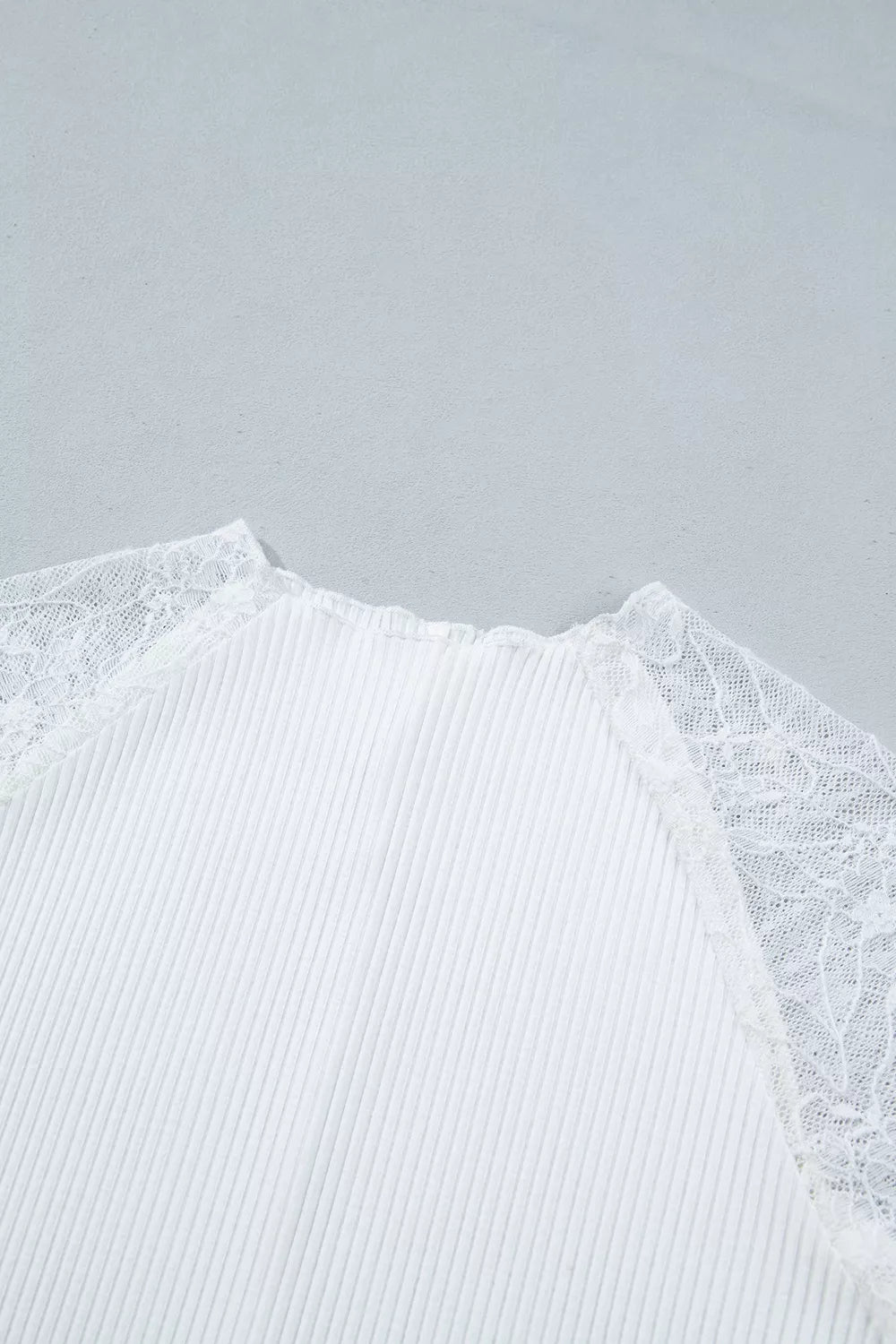 Sheer Lace Long Sleeve Ribbed Slim Top — construction details