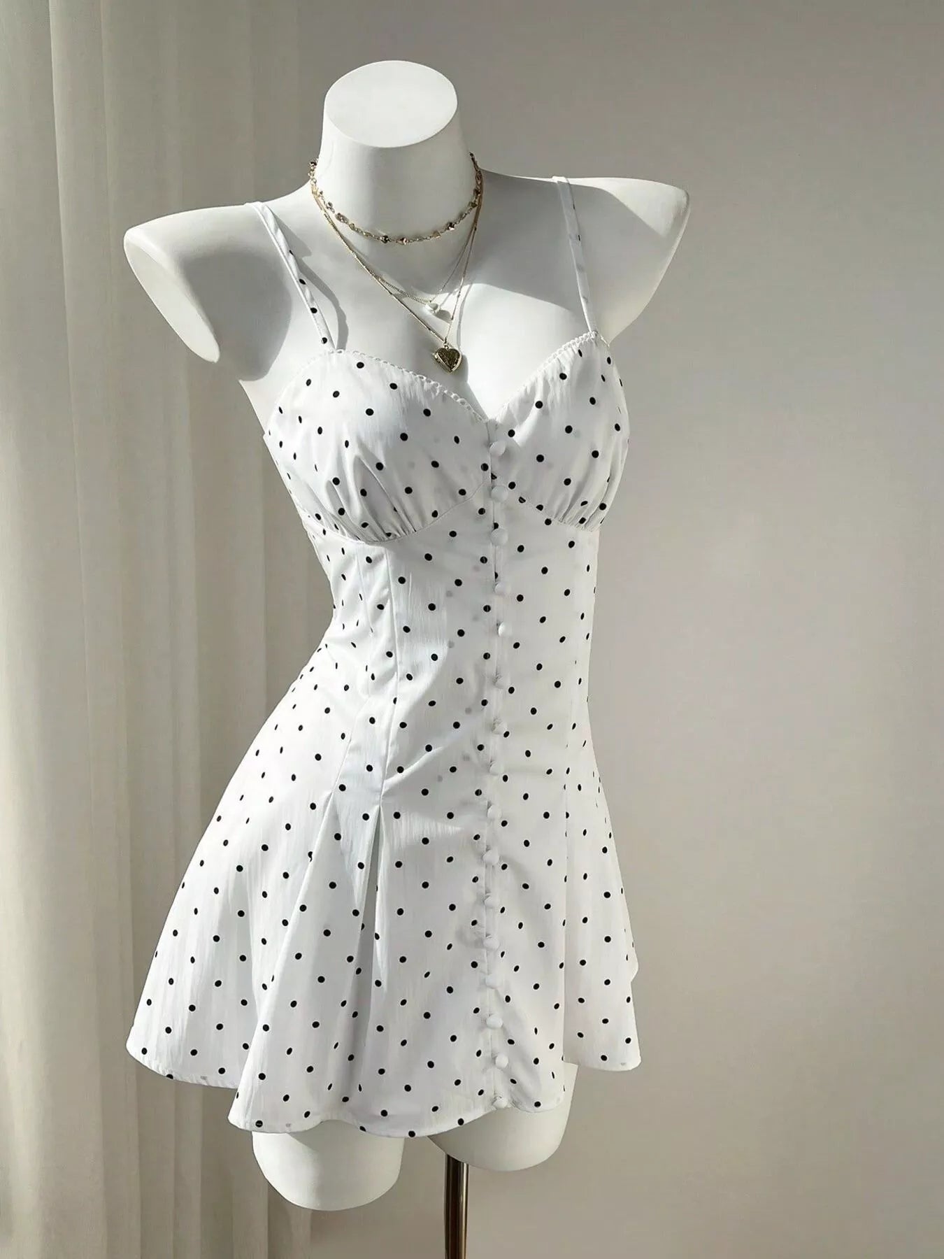 Trendsi Polka Dot Spaghetti Strap Mini Dress -