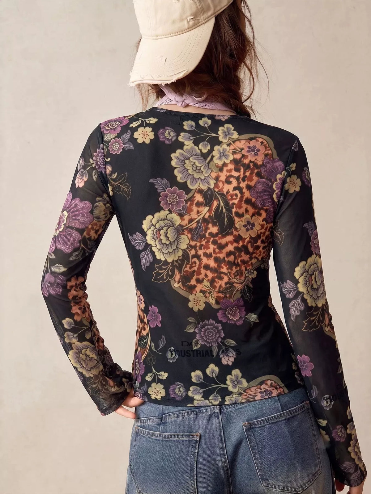 Women's Printed Flare Sleeve Button Down Top in Leopard, alternate view