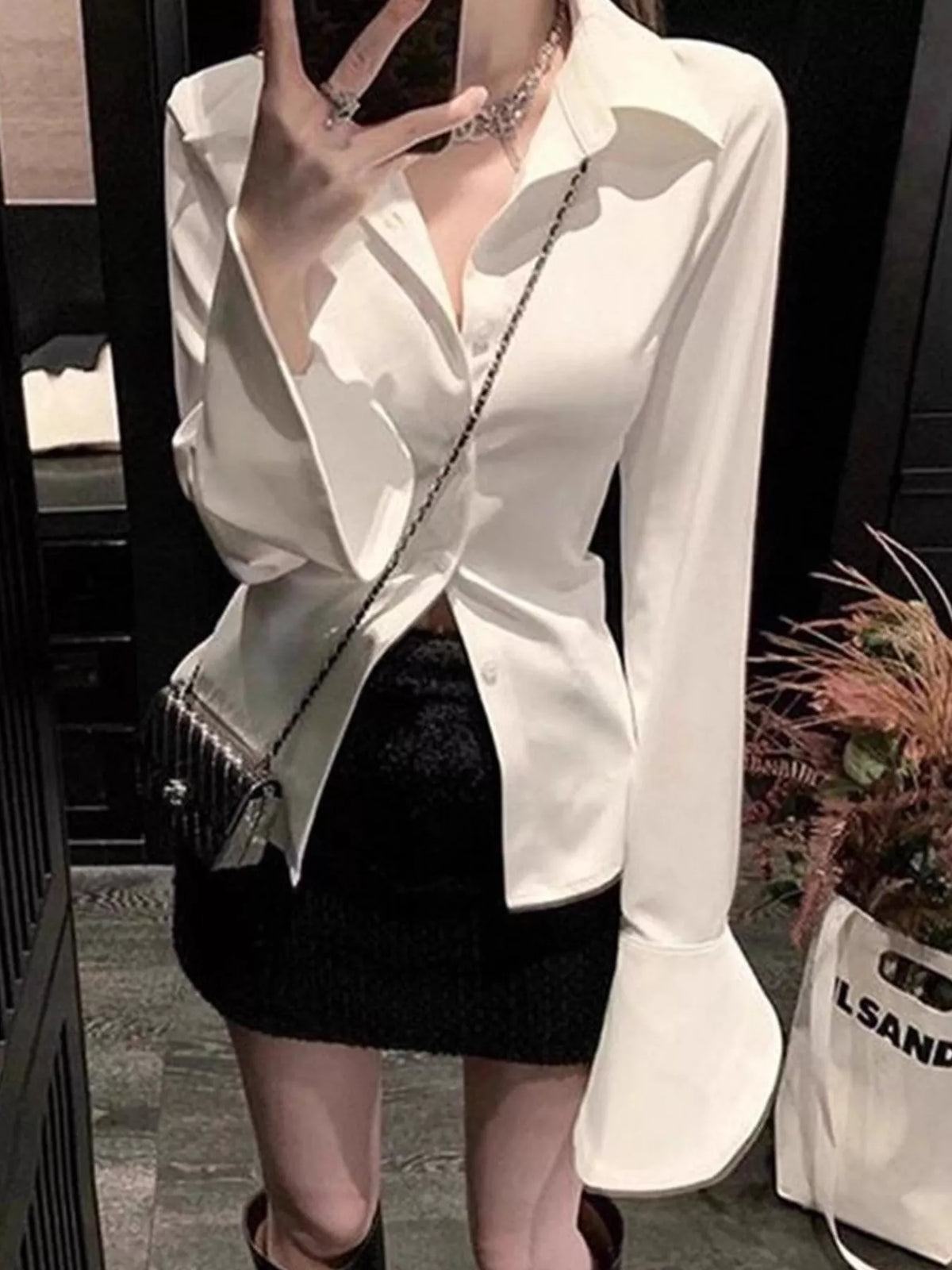 White long-sleeve shirt