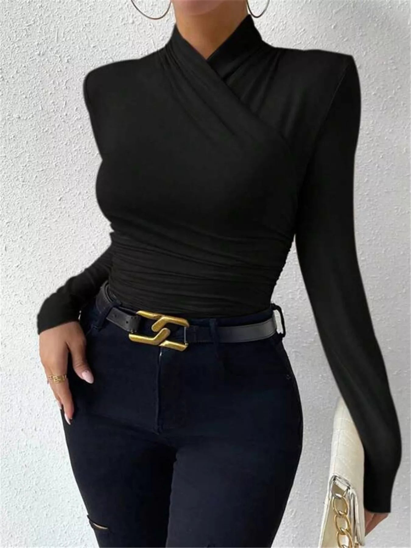 Trendsi Ruched Long Sleeve Slim Fit Top -