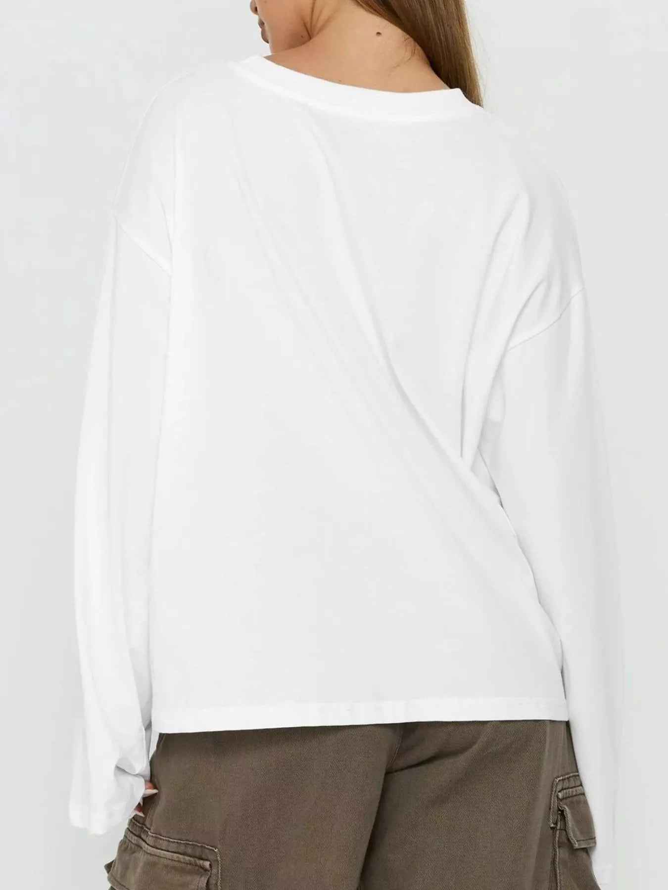 Trendsi Oversized Long Sleeve Crew Neck T-Shirt -