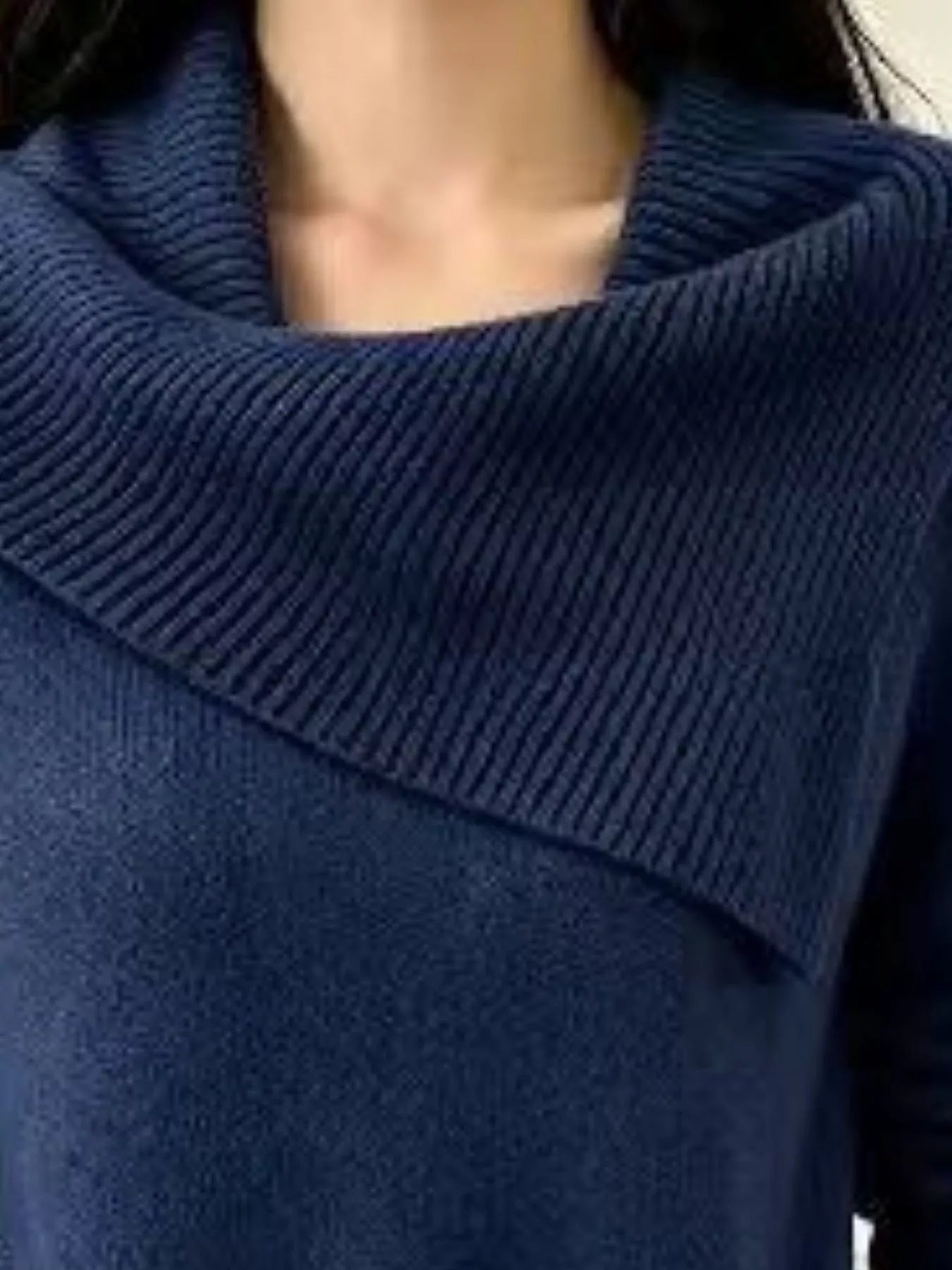 Trendsi Full Size Asymmetric Ribbed Collar Sweater Plus Size -