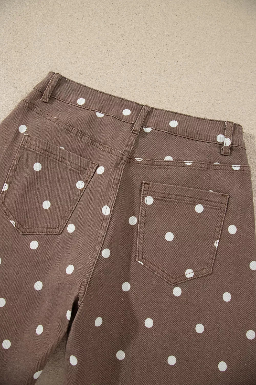 Trendsi Tailored Seam Polka Dot Print Barrel Casual Jeans -