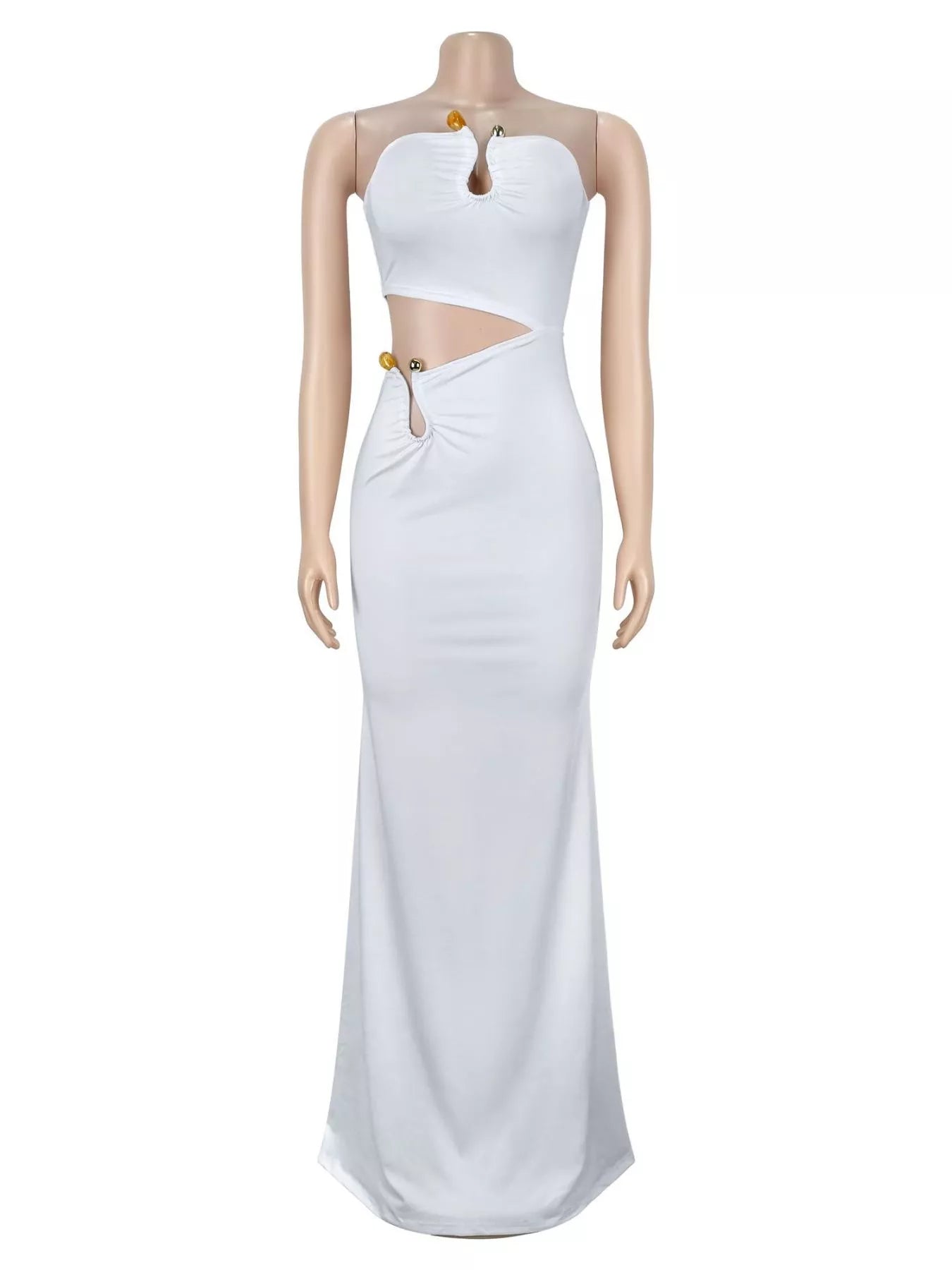 Trendsi Strapless Cut-out Maxi Dress with Ruched Detail -