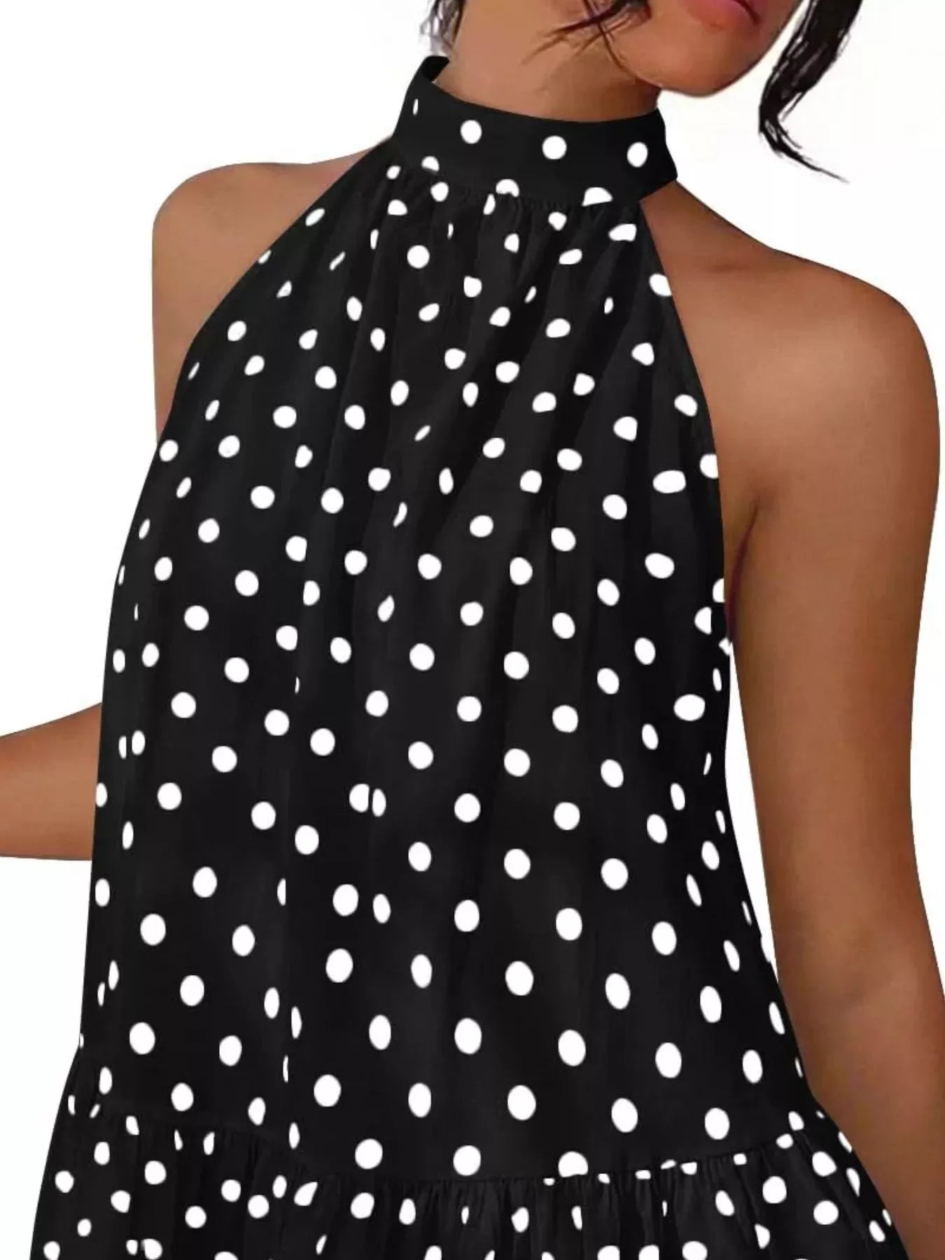 Trendsi Polka Dot Halter Neck Mini Dress -
