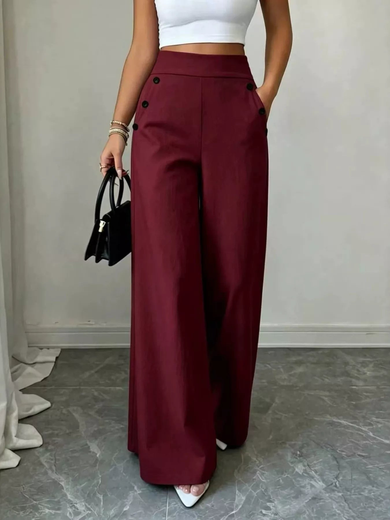 Trendsi High-Waisted Wide-Leg Pants -