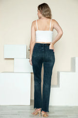 Trendsi Judy Blue Full Size Button Fly Hem Destroy Straight Jeans - Pants
