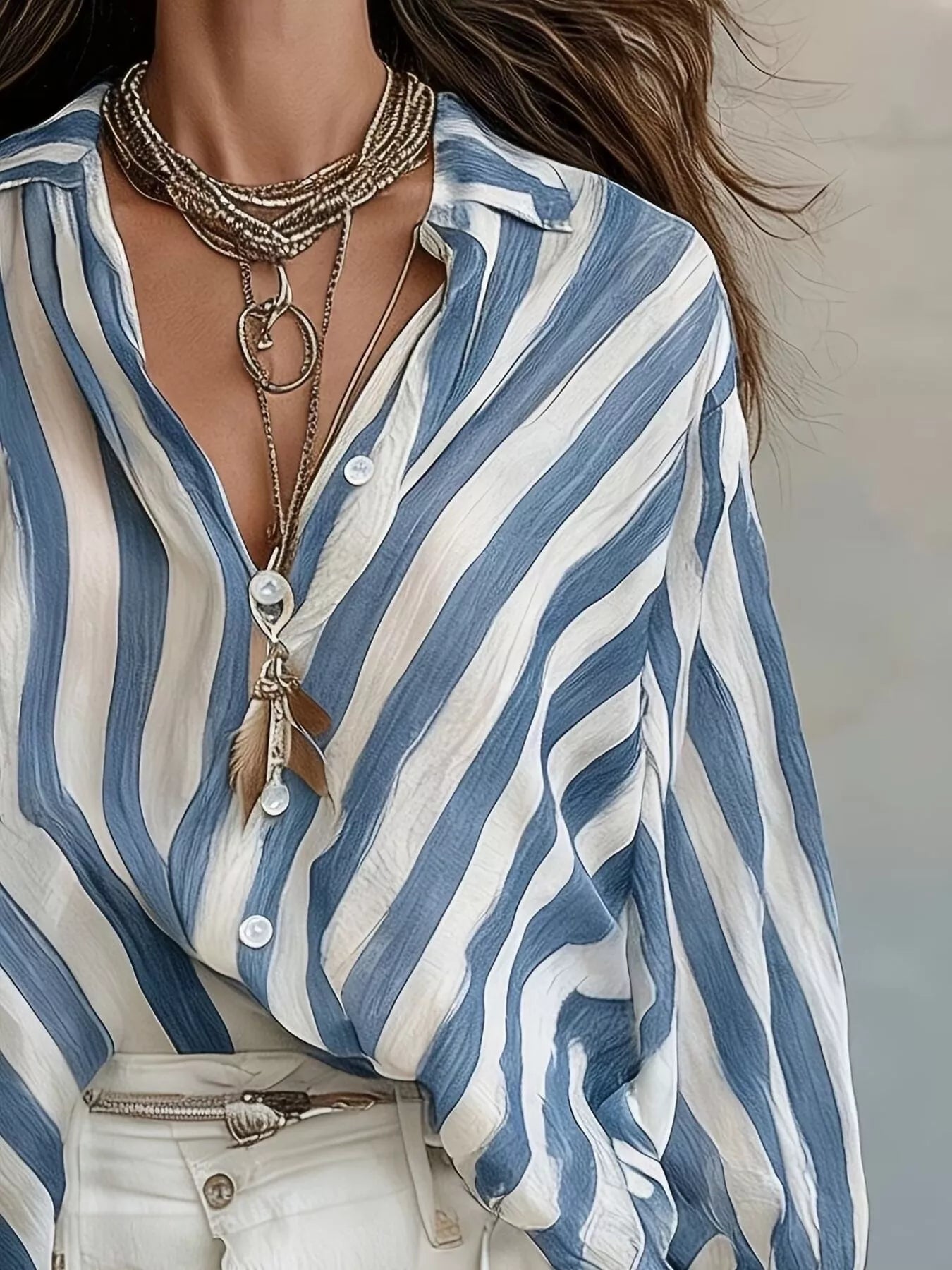 Trendsi Striped Loose Fit Shirt -