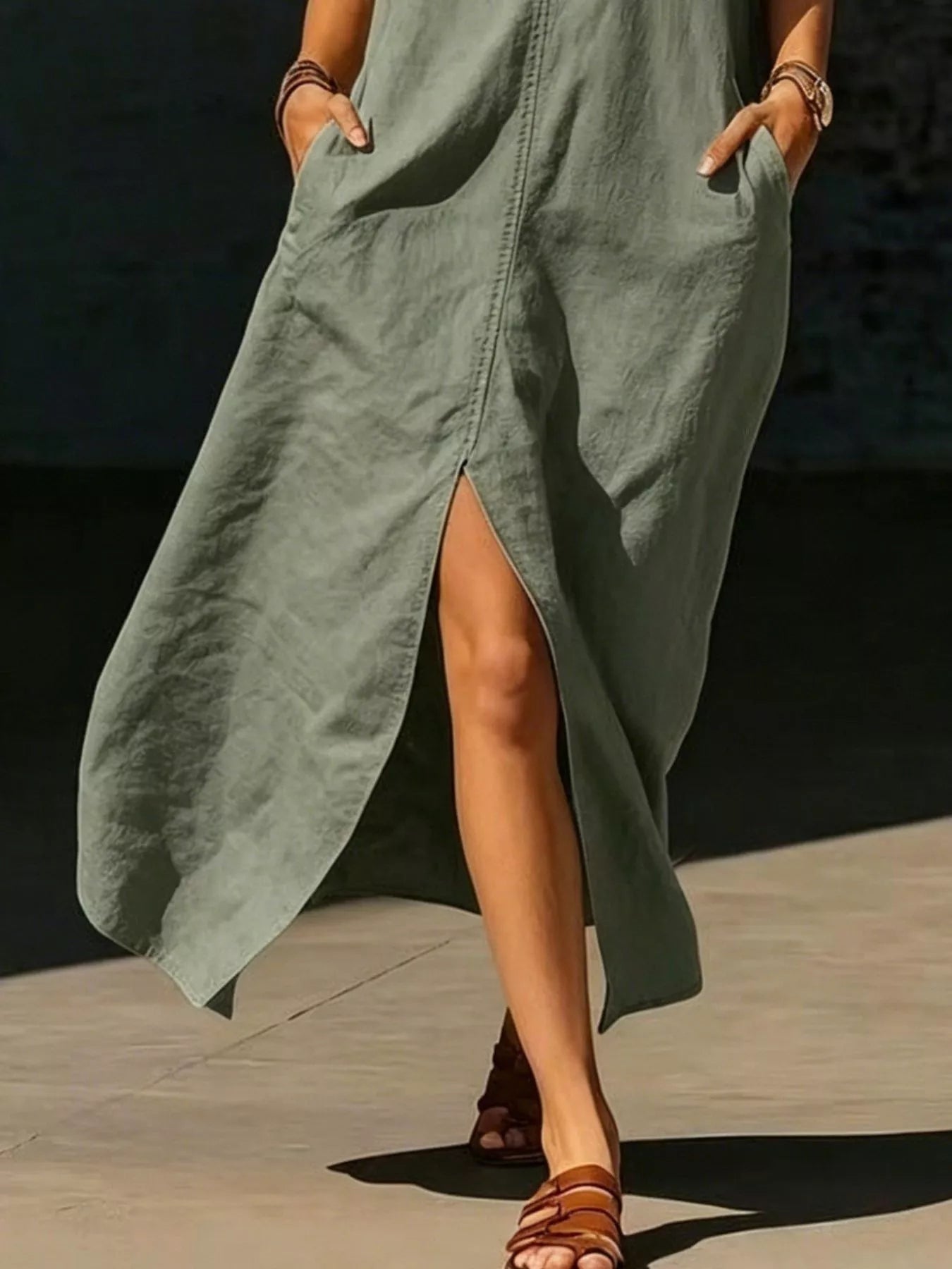 Trendsi Sleeveless Maxi Dress with Side Pockets -