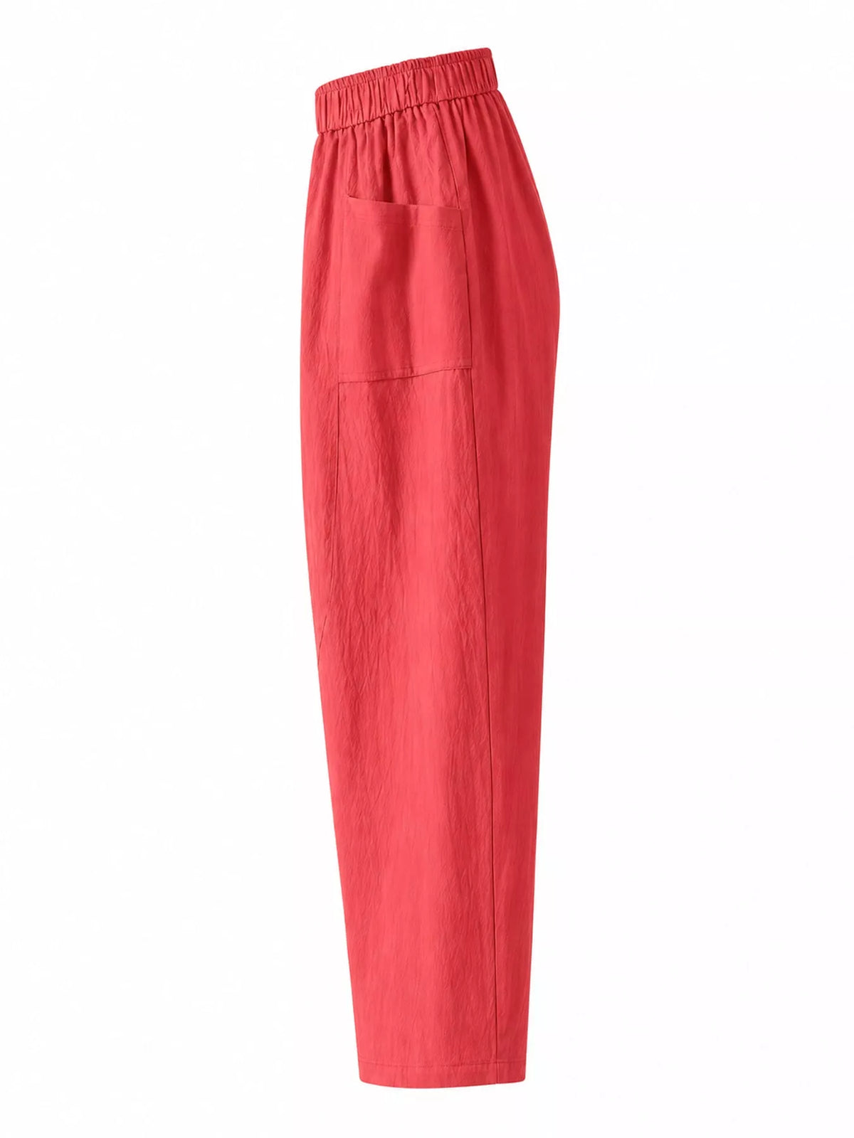 Linen-blend harem pants, coral side