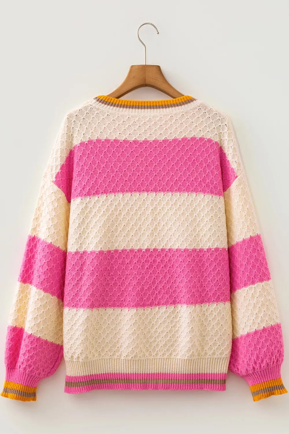 Trendsi Stripe Striped Colorblock Texture Drop Shoulder Sweater -