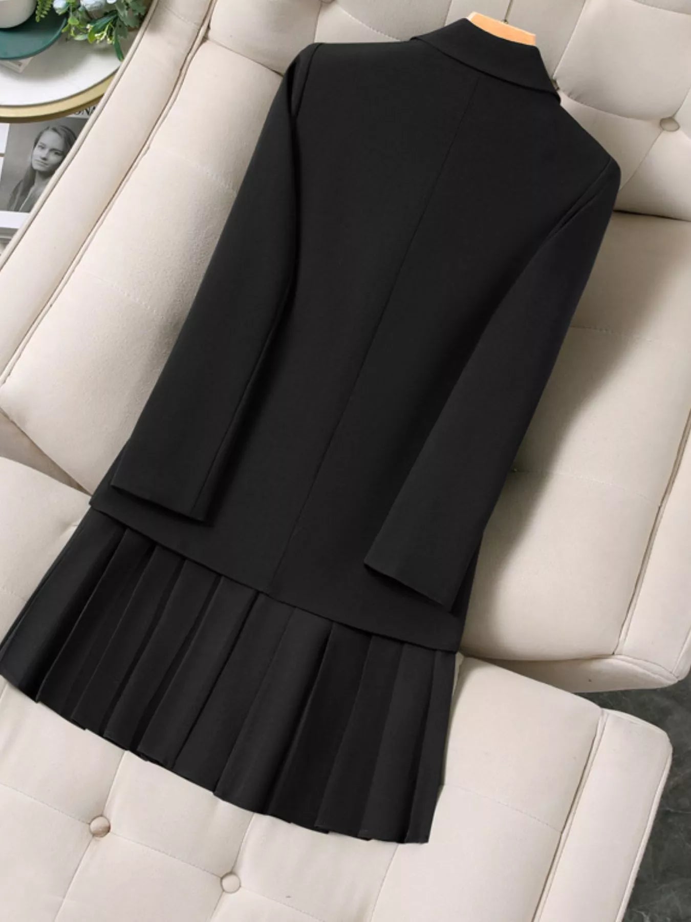 Trendsi Plus Size Asymmetrical Pleated Blazer Dress - Dresses