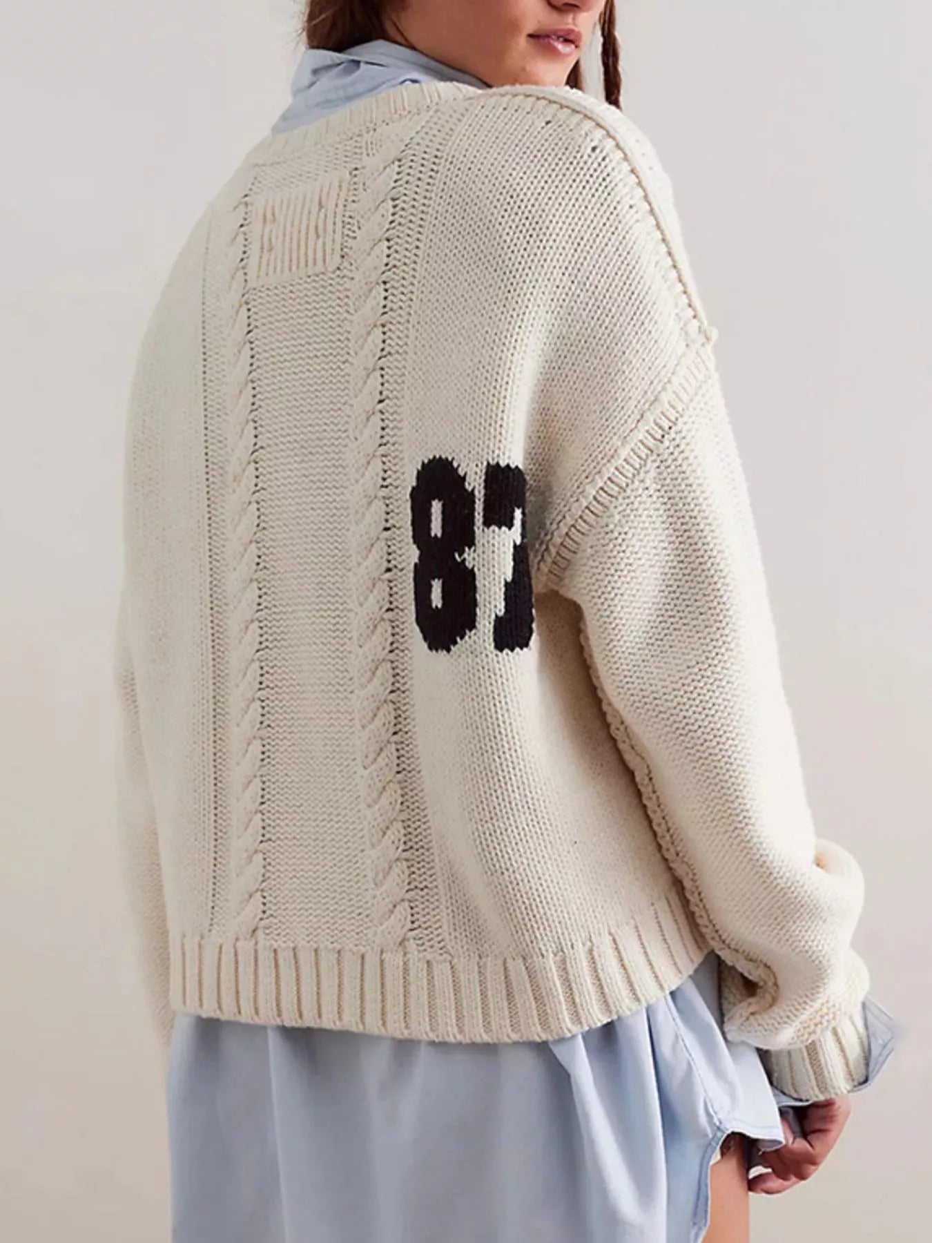 Trendsi 78 Number Cable-Knit Sweater -