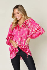 Trendsi Double Take Full Size Printed Button Up Long Sleeve Shirt -