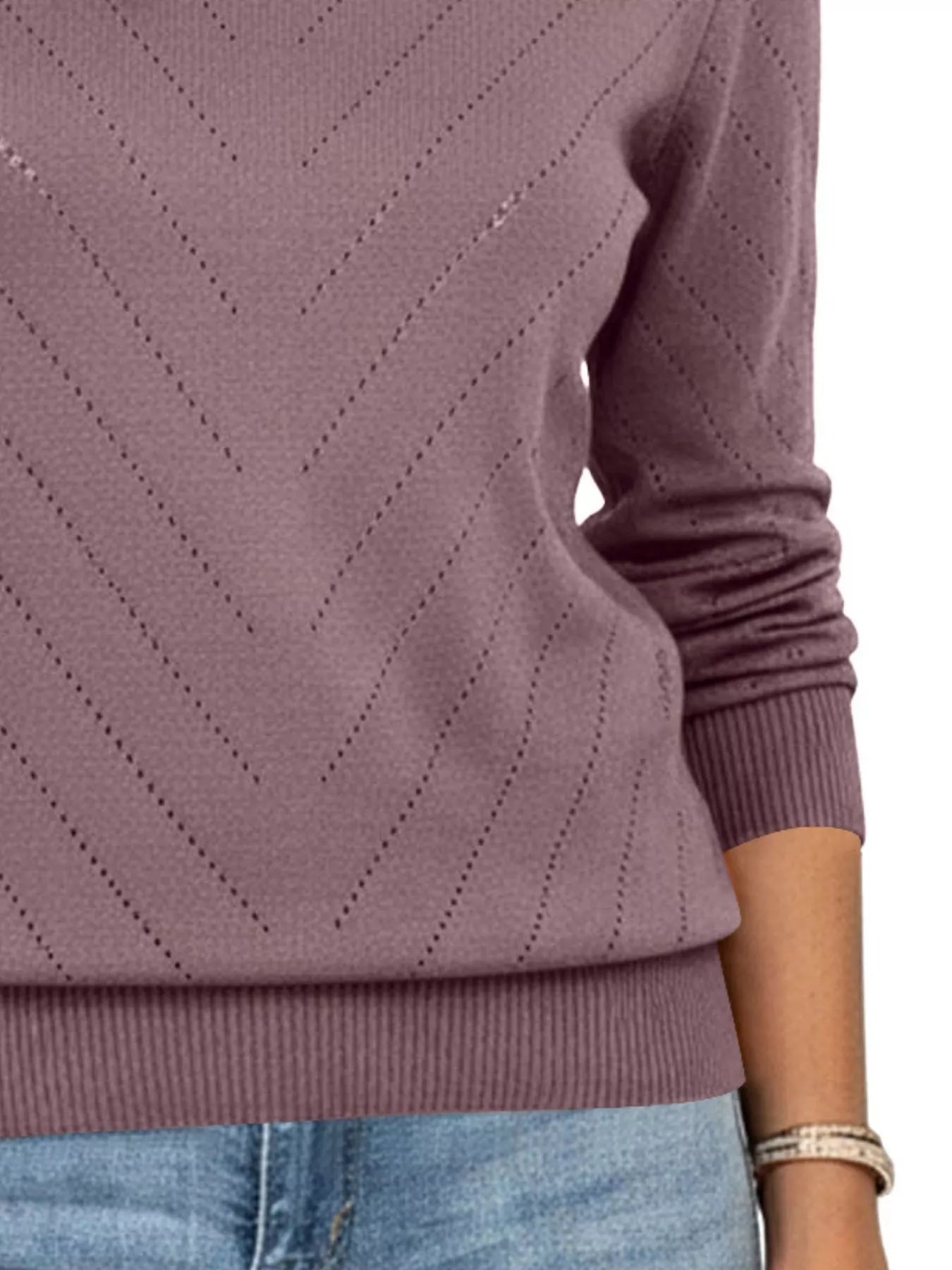 Trendsi Openwork Round Neck Sweater -