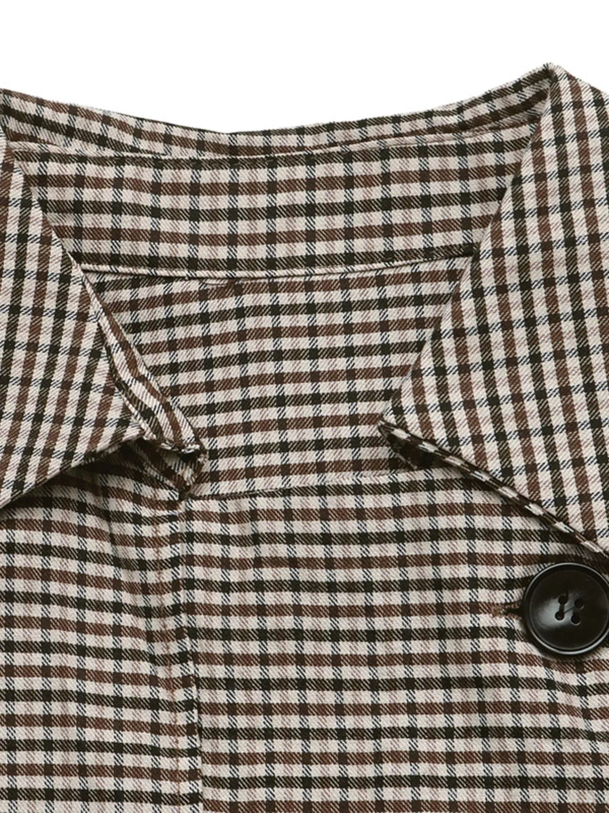 Plaid Double-Breasted Trench Coat — construction details