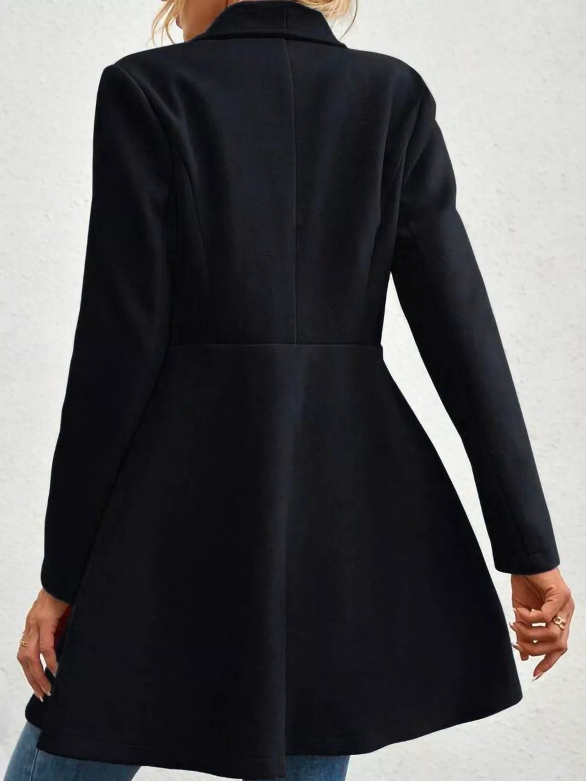 Black double-breasted slim-fit coat