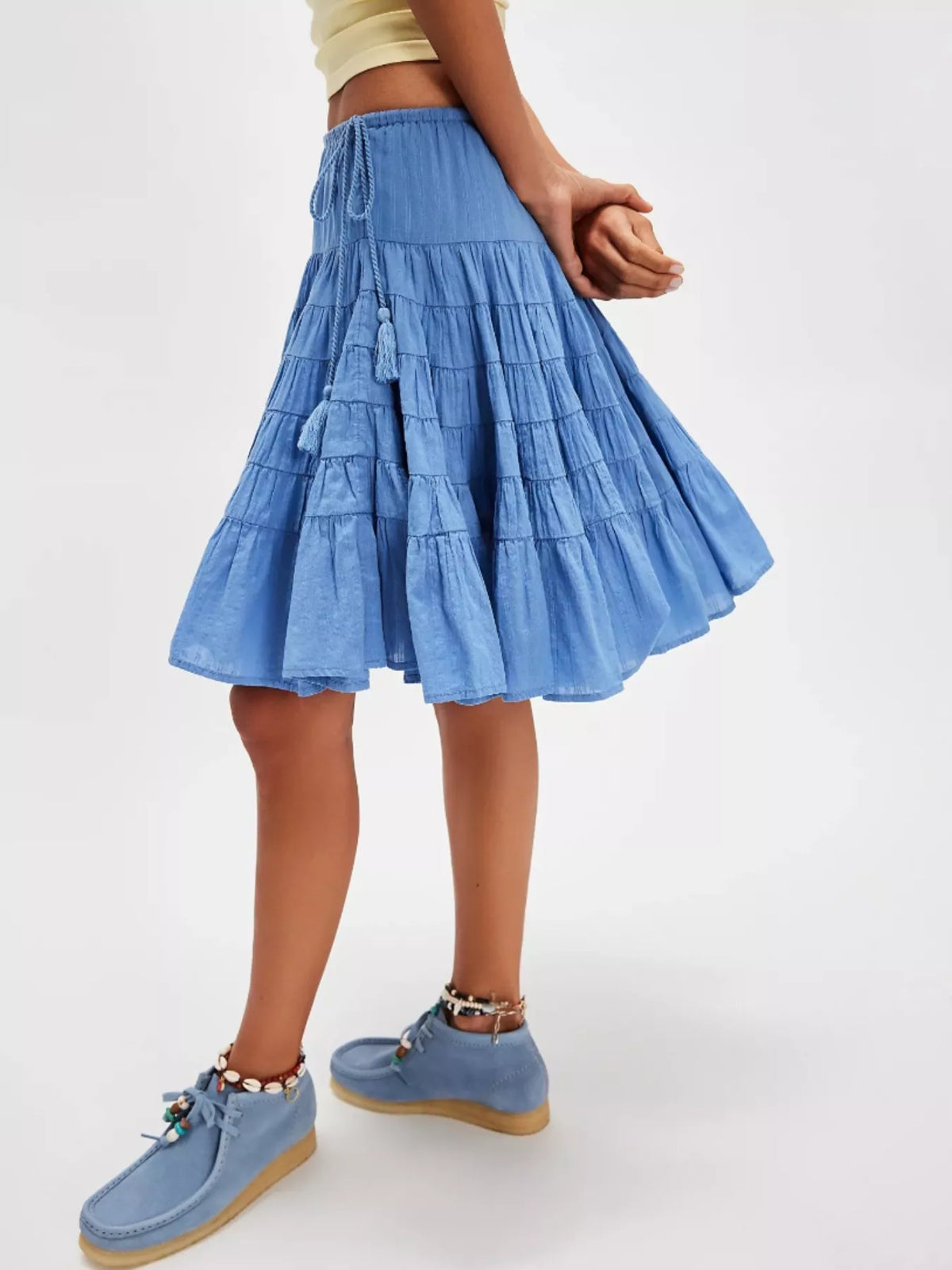 Trendsi Tiered Drawstring Mini Skirt -