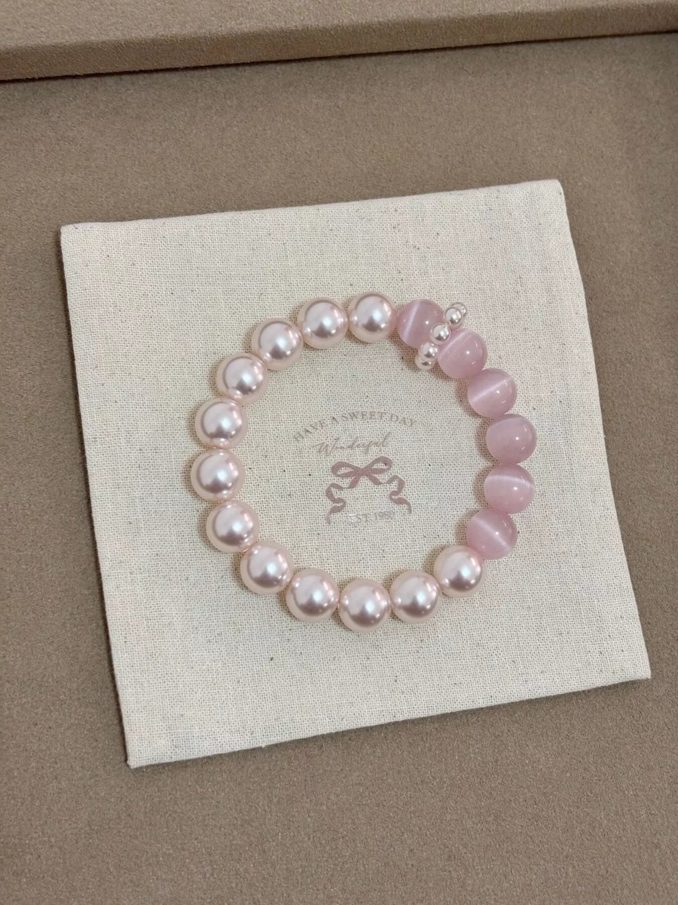 Trendsi Pearl & Cat's Eye Stone Bracelet -