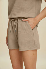 Trendsi Double Take Full Size Texture Short Sleeve Top and Shorts Set -