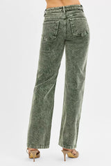 Trendsi RISEN Tummy Control Mid Rise Straight Leg Corduroy Pants -