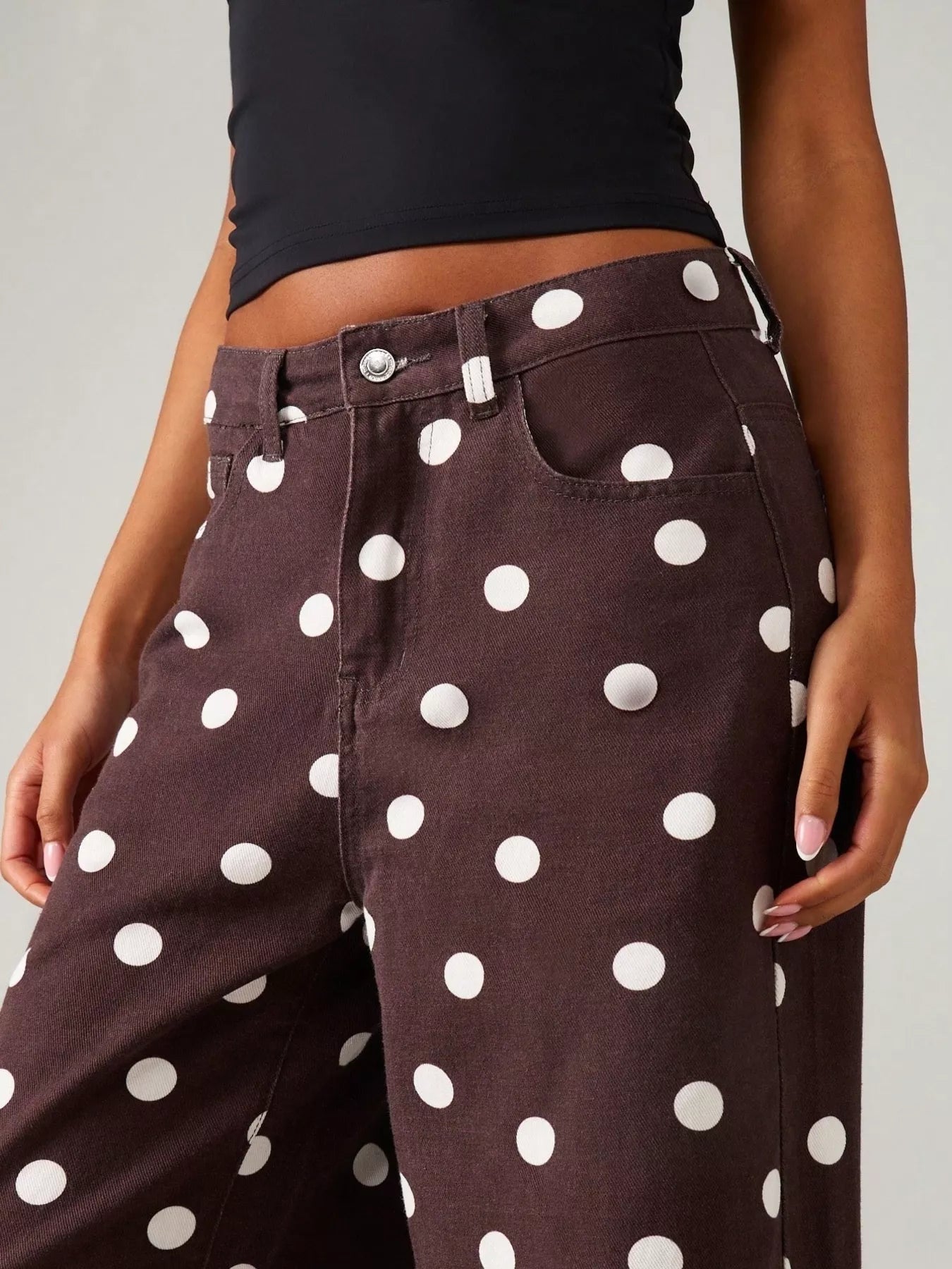 Trendsi Polka Dot Wide-Leg Jeans -