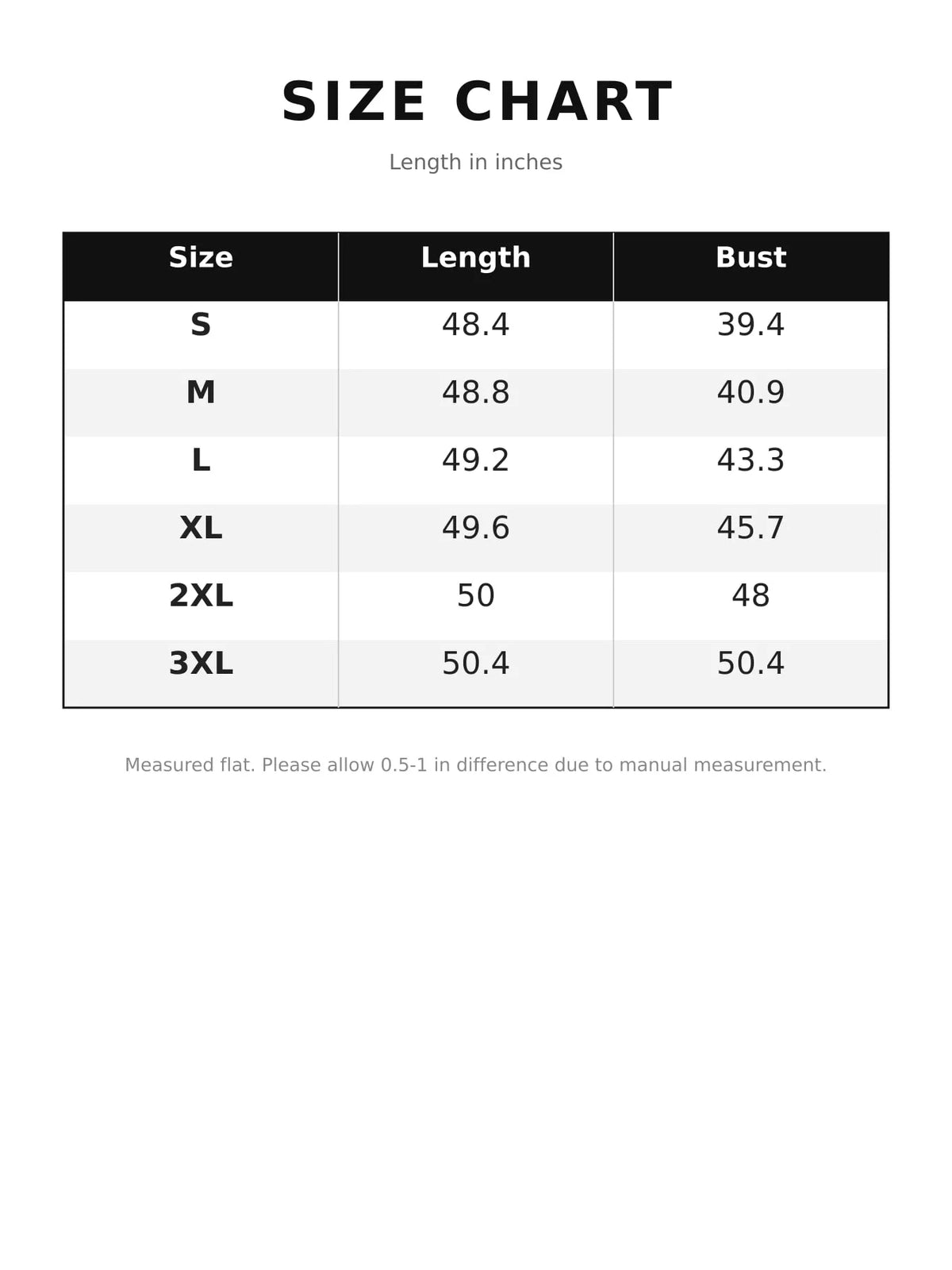 Backless Spaghetti Strap Maxi Dress — size and measurement chart
