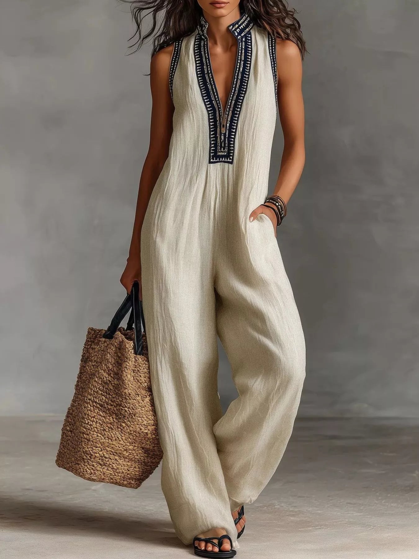 Trendsi Full Size Sleeveless Wide-Leg Jumpsuit Plus SIze -