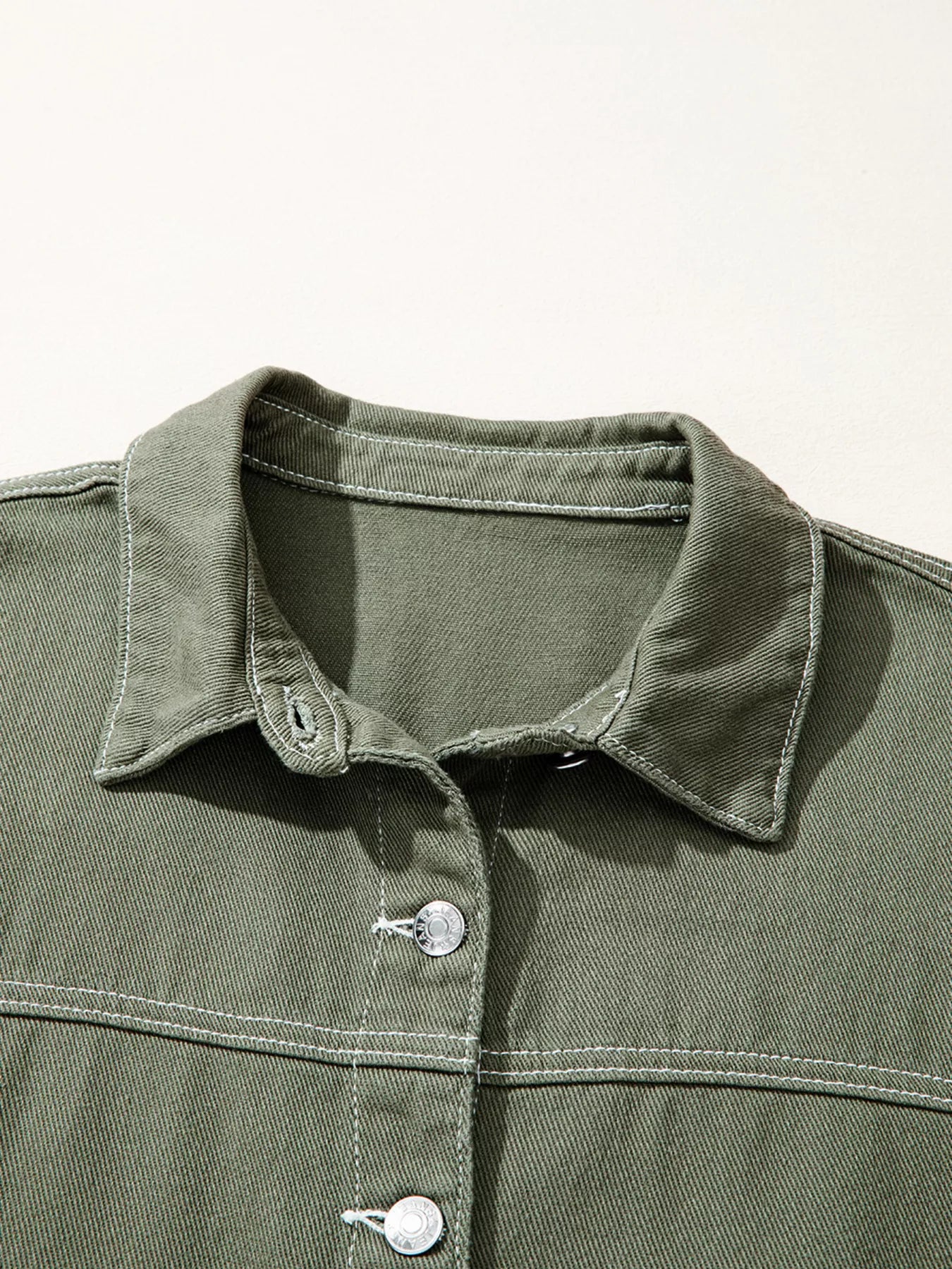 Trendsi Patched Pocket Collared Button Front Boyfriend Denim Jacket -