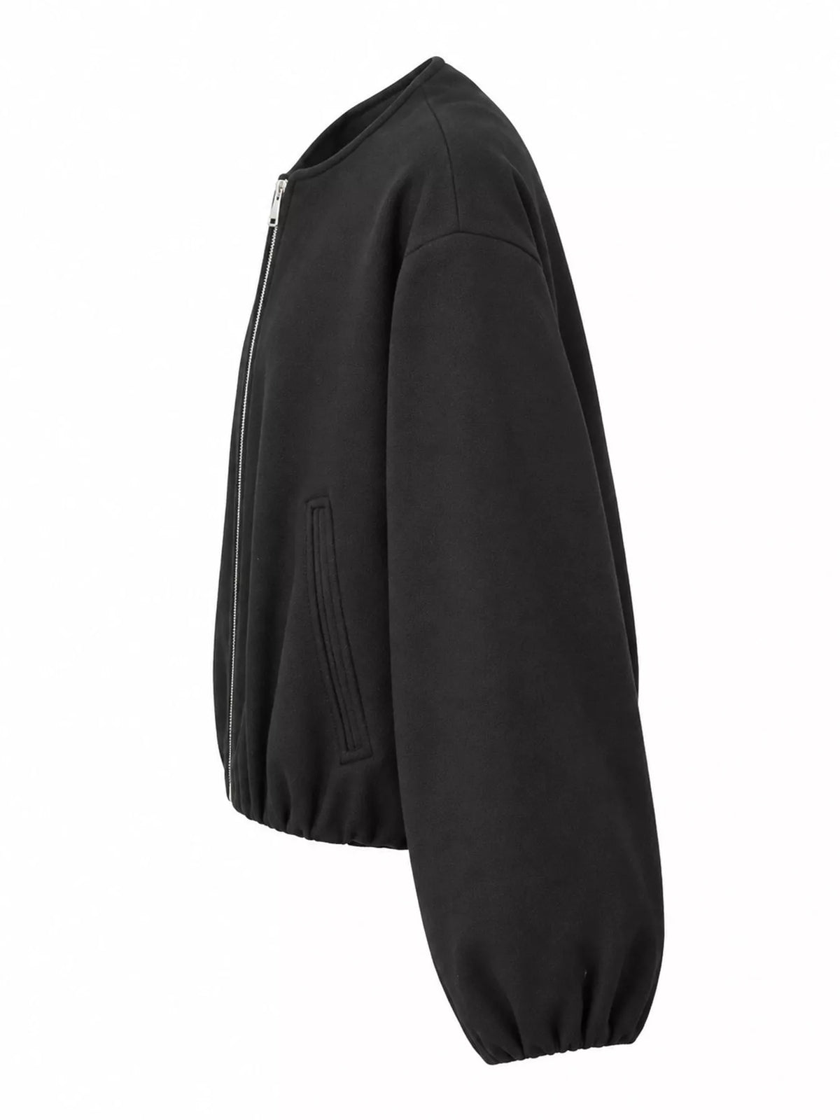 Black fleece zip-up cropped jacket