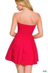 Trendsi Zenana Combined Knit Tube Top Flare Mini Dress -